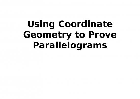 picture Geometry Powerpoint 75004 | L34 Using Coordinate Geometry To Prove Parallelograms