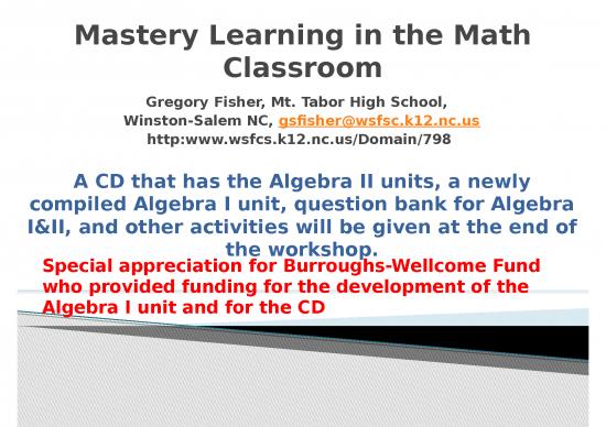 picture1_Material Ppt 76236 | Mastery Learning In The Math Classroom Handout