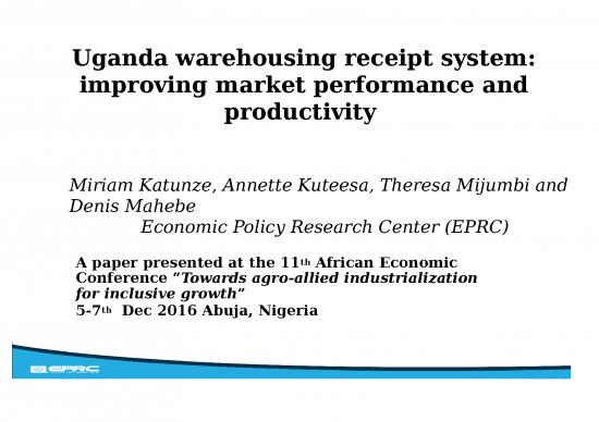 picture Slideshare Management 75020 | Uganda Wrs Improving Market Performance And Productivity Ppt Aec