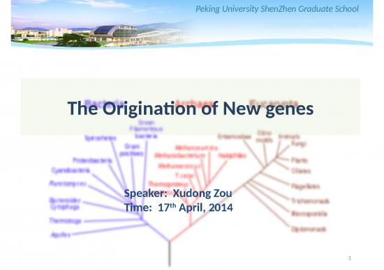 picture_Molecular Evolution Ppt 78771 | 20140418 Zou Xu Dong The Origination Of New Genes