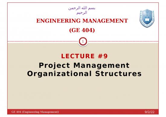 picture_Slideshare Management 77190 | Ge 404 Lecture 9project Management Organizational Structures