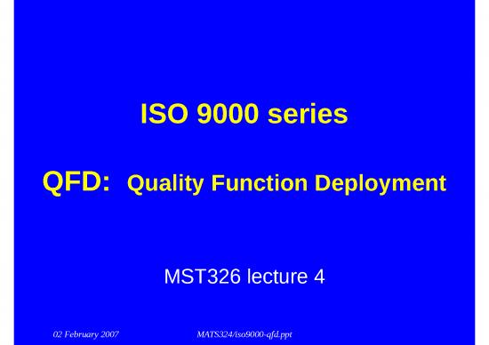 picture Quality Ppt 78326 | Mst326 4 Iso9000 Qfd