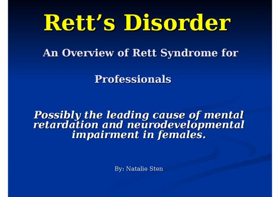 picture_Rett Syndrome Powerpoint For Professionals Natalie Sten