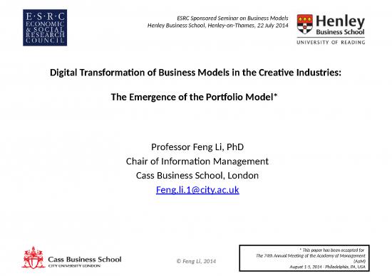 picture Portfolio Powerpoint 79152 | Henley Esrc Seminar    Digital Transformation Of Business Models In Creative Industries   Feng Li