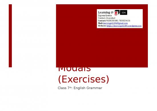 picture Powerpoint Presentation Exercise 79867 | Modals Exercises