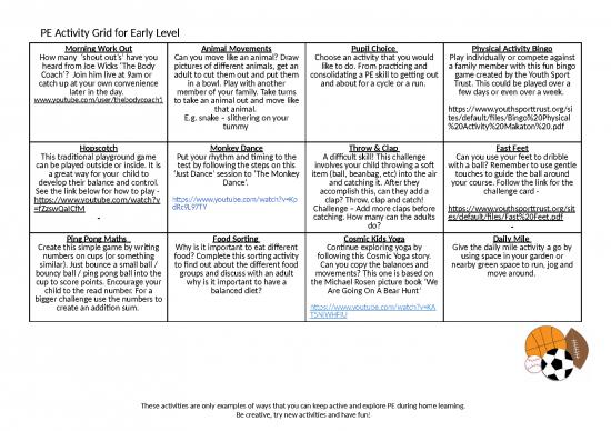 picture Fun Friday Activities Ppt 80021 | Pe Grid Early Level