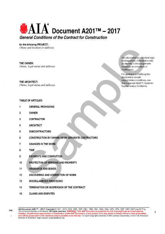 picture Sample Contract For Construction 83624 | A201 2017 Sample (002)