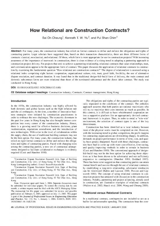 picture Sample Contract For Construction 83530 | Cheung  Yiu  And Chim  2006 &lsquo;how Relational Are Construction Contracts&rsquo;