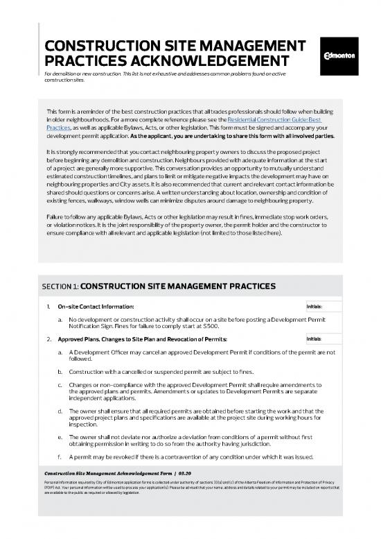 picture Building Pdf 84260 | Construction Site Management Acknowledgement Form