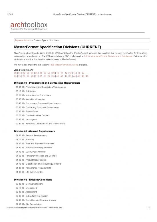 picture_Construction Pdf 83876 | Masterformat Specification Divisions
