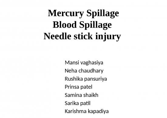 picture_Mercury Blood Spillage   Needle Stick Injury