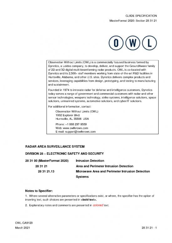 picture_Masterformat 2020 Pdf 83917 | Owl Ga9120 Ae Spec 3 26 21