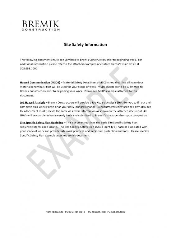 picture Construction Pdf 84166 | Site Specific Safety Plan Sssp Sample Forms