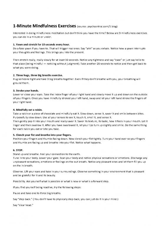 picture Mindfulness Exercises Pdf 86684 | 9 1 Minute Ideas