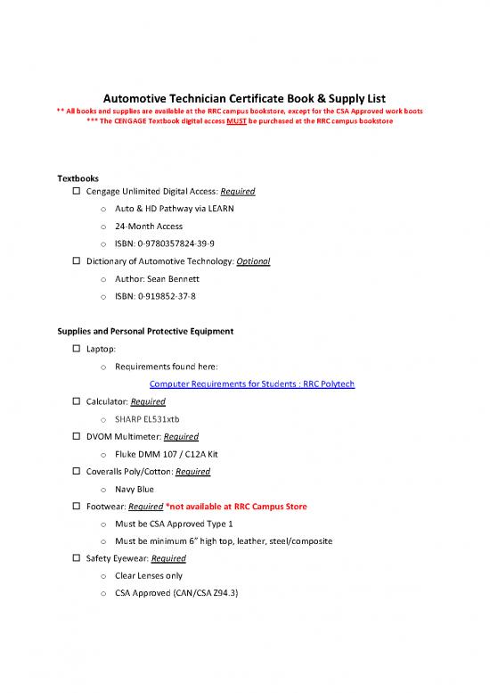 picture Technology Pdf 85038 | Automotive Technician Certificate Bookstore Book & Supply List