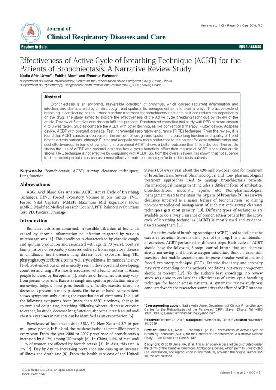 picture Acbt Breathing 86724 | Effectiveness Of Active Cycle Of Breathing Technique Acbt For The Participants Of Bronchiectasis A Narrative Review Stud