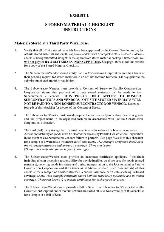 picture_Construction Pdf 84587 | Exhibit L Stored Materials Checklist 17