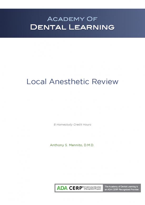 picture Local Anesthesia Pdf 85550 | Localanesthetics