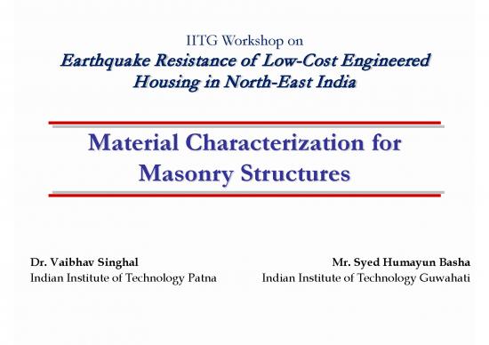 picture Brick Masonry Pdf 84378 | Material Characterisation Low Cost Housing D V Singhal   Basha