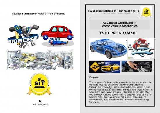 picture Technology Pdf 86247 | Motor Vehicle Programme Details For Advanced Certificate In Motor Vehicle
