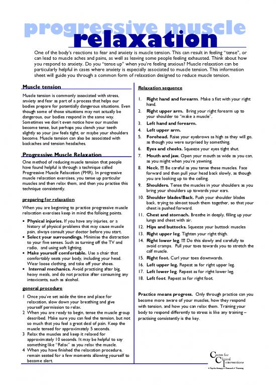 picture Progressive Muscle Relaxation Pdf 86515 | Panic Information Sheet   05   Progressive Muscle Relaxation