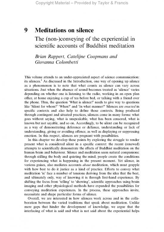 picture_Therapeutic Communication Pdf 85436 | Rappert Coopmans Colombetti2016 Meditations On Silence