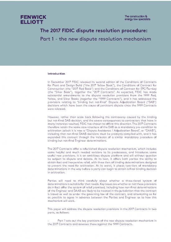 picture Sample Contract For Construction 84285 | Rm   The 2017 Fidic Dispute Resolution Procedure Part 1