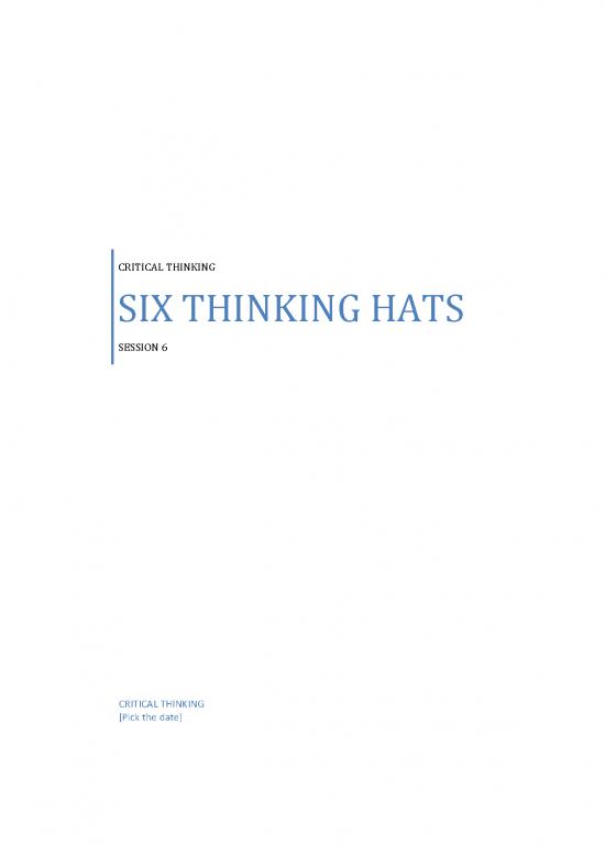 picture_Six Thinking Hats Pdf 85530 | Session 6 Six Thinking Hats