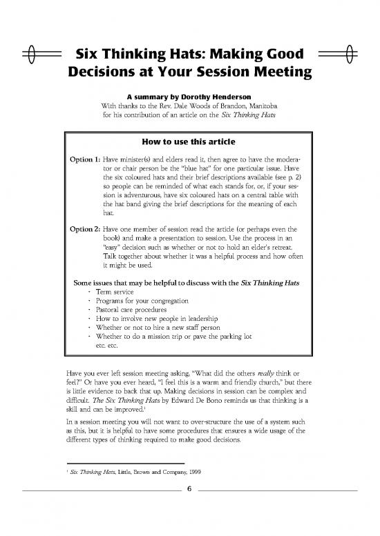 picture Six Thinking Hats Pdf 86107 | Six Thinking Hats Making Good Decisions At Your Session Meetings