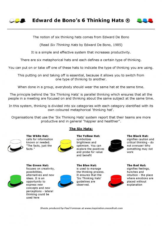 picture_Six Thinking Hats Pdf 85895 | The Six Thinking Hats