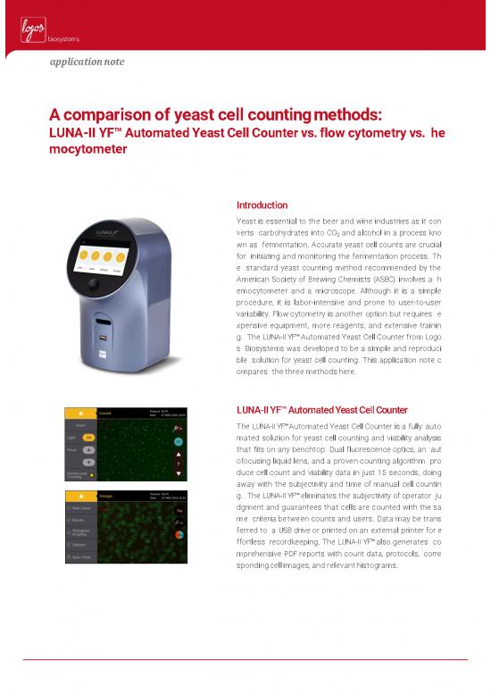 picture_Society Pdf 87515 | Application Note A Comparison Of Yeast Cell Counting Methods Luna Ii Yf Automated Yeast Cell Counter Vs Flow Cytometry V Hemocytometer