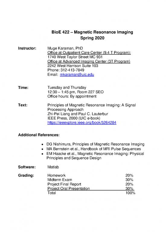 picture Handbook Of Mri Pulse Sequences 88843 | Bioe 422 Mri Course Syllabus Spring 2020 Lv Revised