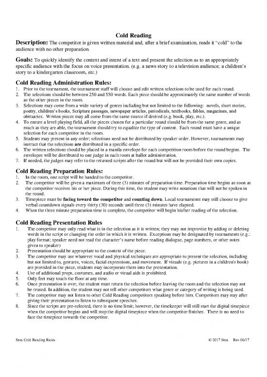 picture Cold Reading Pdf 88120 | Cold Reading Rules 2017 18