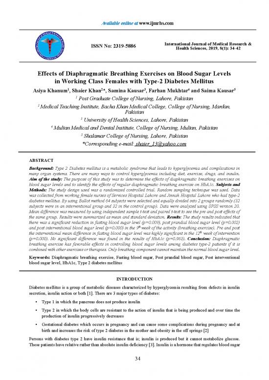 picture1_Breathing Exercise Pdf 86770 | Effects Of Diaphragmatic Breathing Exercises On Blood Sugar Levels In Working Class Females With Type2 Diabetes Mellitus