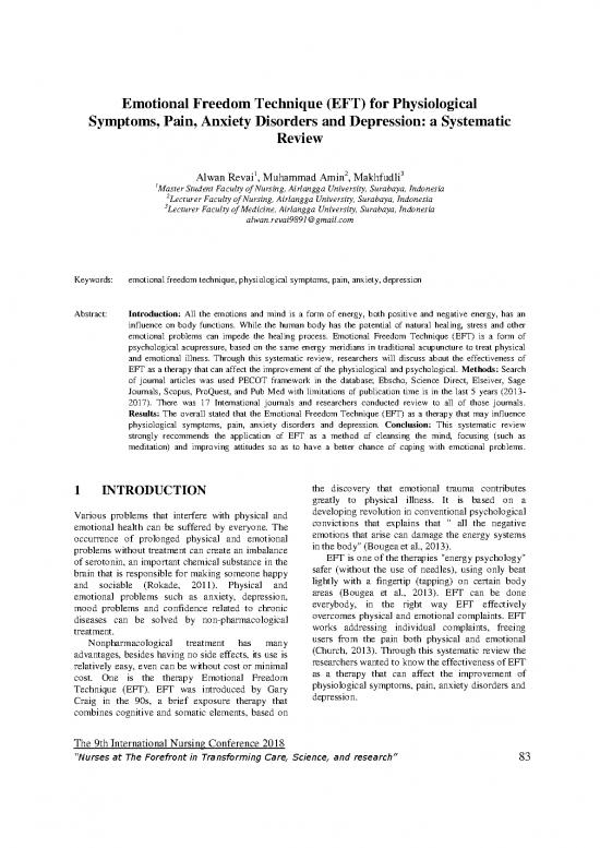 picture Journal Pdf 87547 | Emotional Freedom Technique (eft) For Physiological Symptoms, Pain, Anxiety Disorders And Depression  A Systematic Review