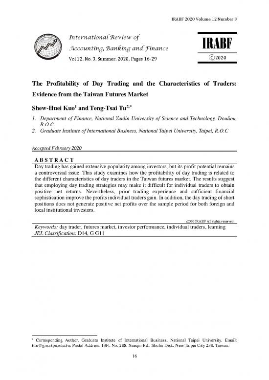 picture Technology Pdf 86803 | Final   The Profitability Of Day Trading And The Characteristics Of Traders  Evidence From The Taiwan Futures Market