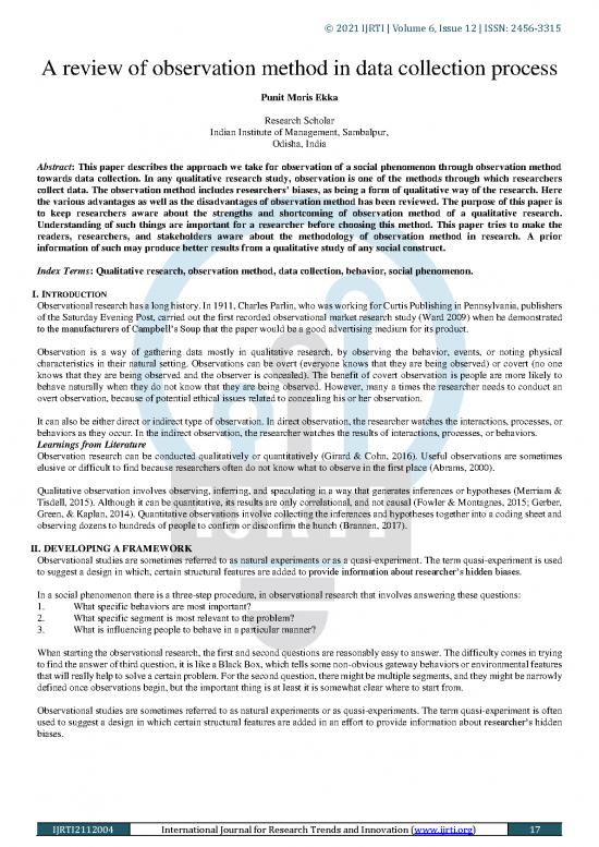 picture Observation Method Of Data Collection Pdf 86773 | Ijrti2112004