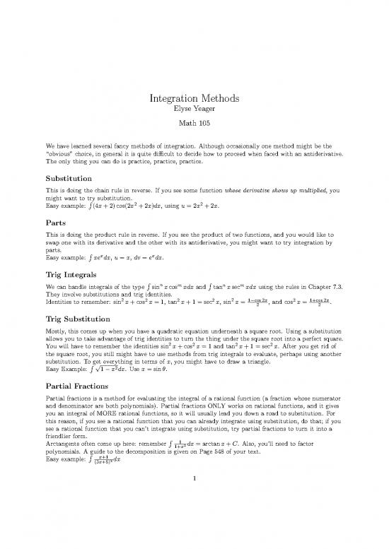 picture Methods Of Integration Pdf 87933 | Integrationworksheet