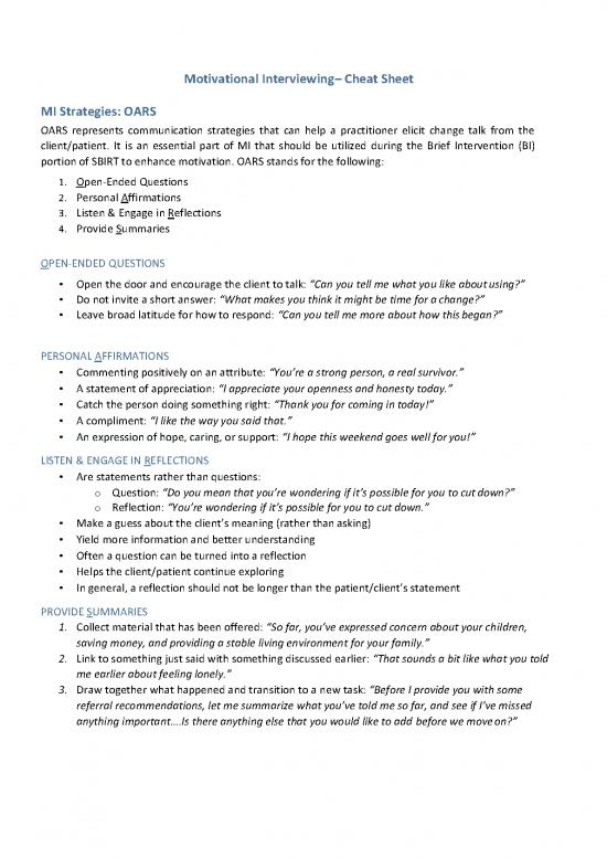 picture Oars Motivational Interviewing Pdf 89051 | Mi Strategies Cheat Sheet