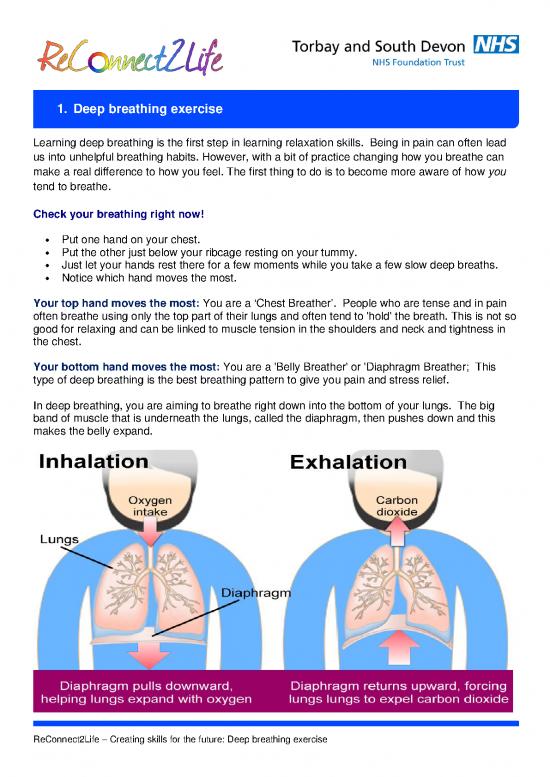 picture1_Breathing Exercise Pdf 87154 | Reconnect2life 1 Deep Breathing Exercise Handout