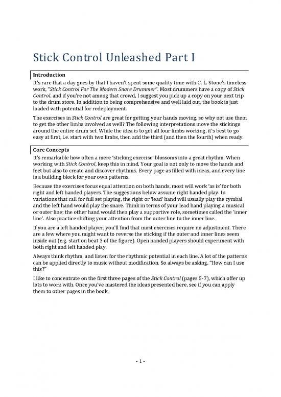 picture Stick Control For The Snare Drummer Pdf 87524 | Stick Control Unleashed Part I