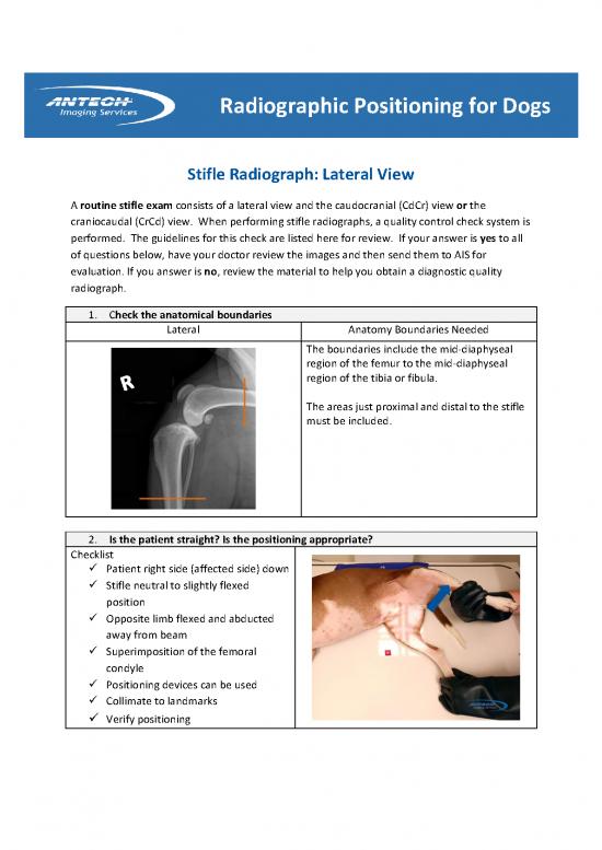 picture Radiographic Positioning Pdf 87367 | Stifle Positioning Course Handout