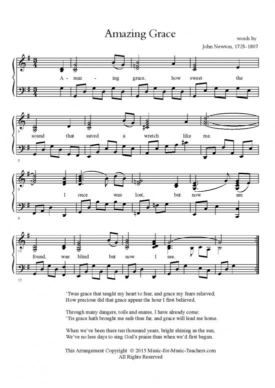 picture_Music Therapy Pdf 91488 | Amazing Grace Piano G