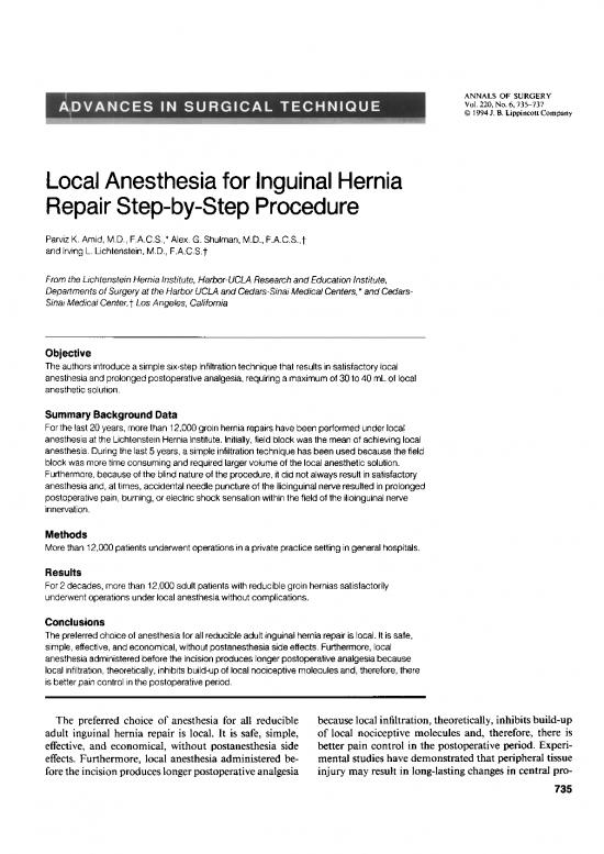 picture_Education Pdf 90336 | Amid An Sur 1994 Local Anesthesia For Inguinal Hernia Repair Step By Step Procedure
