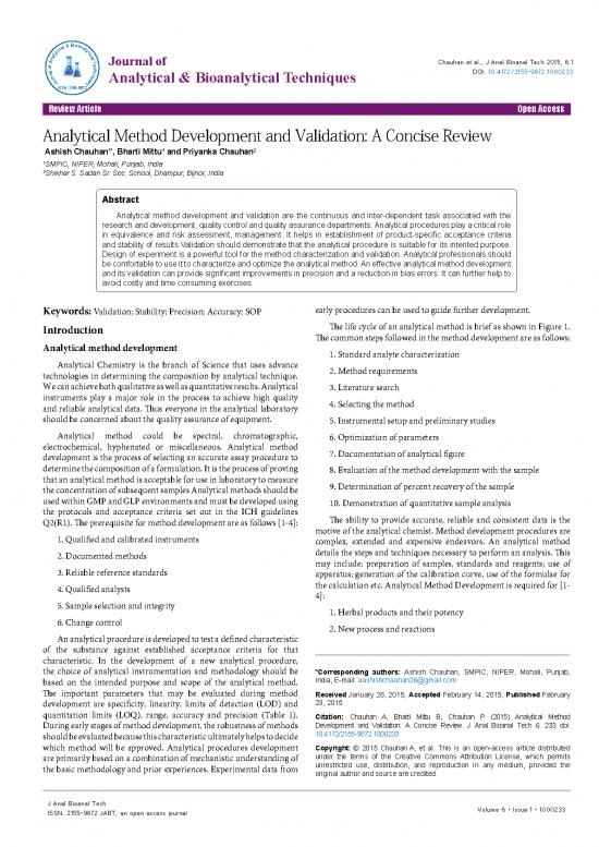picture Analytical Method Development Pdf 90330 | Analytical Method Development And Validation A Concise Review 2155 9872 5 233