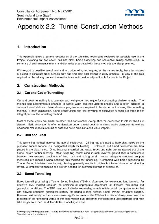 picture Construction Methods Pdf 89712 | Appendix 2 Tunnel Construction Methods