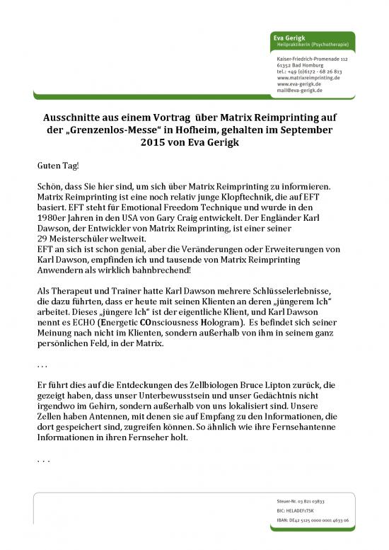picture_Matrix Reimprinting Pdf 90166 | Ausschnitte Aus Einem Vortrag Über Matrix Reimprinting