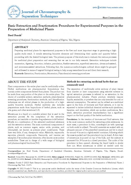 picture Study Methods Pdf 90126 | Basic Extraction And Fractionation Procedures For Experimental Purposes In The Preparation Of Medicinal Plants