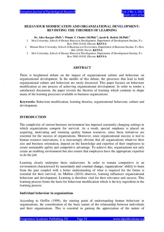 picture Behaviour Modification Pdf 89876 | Behaviour Modification And Organizational Development Revisiting The Theories Of Learning