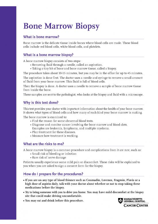 picture Bone Marrow Aspiration Procedure Pdf 90153 | Bone Marrow Biopsy Sheet